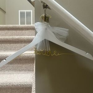 White Bridal Hanger with Gold Wire
